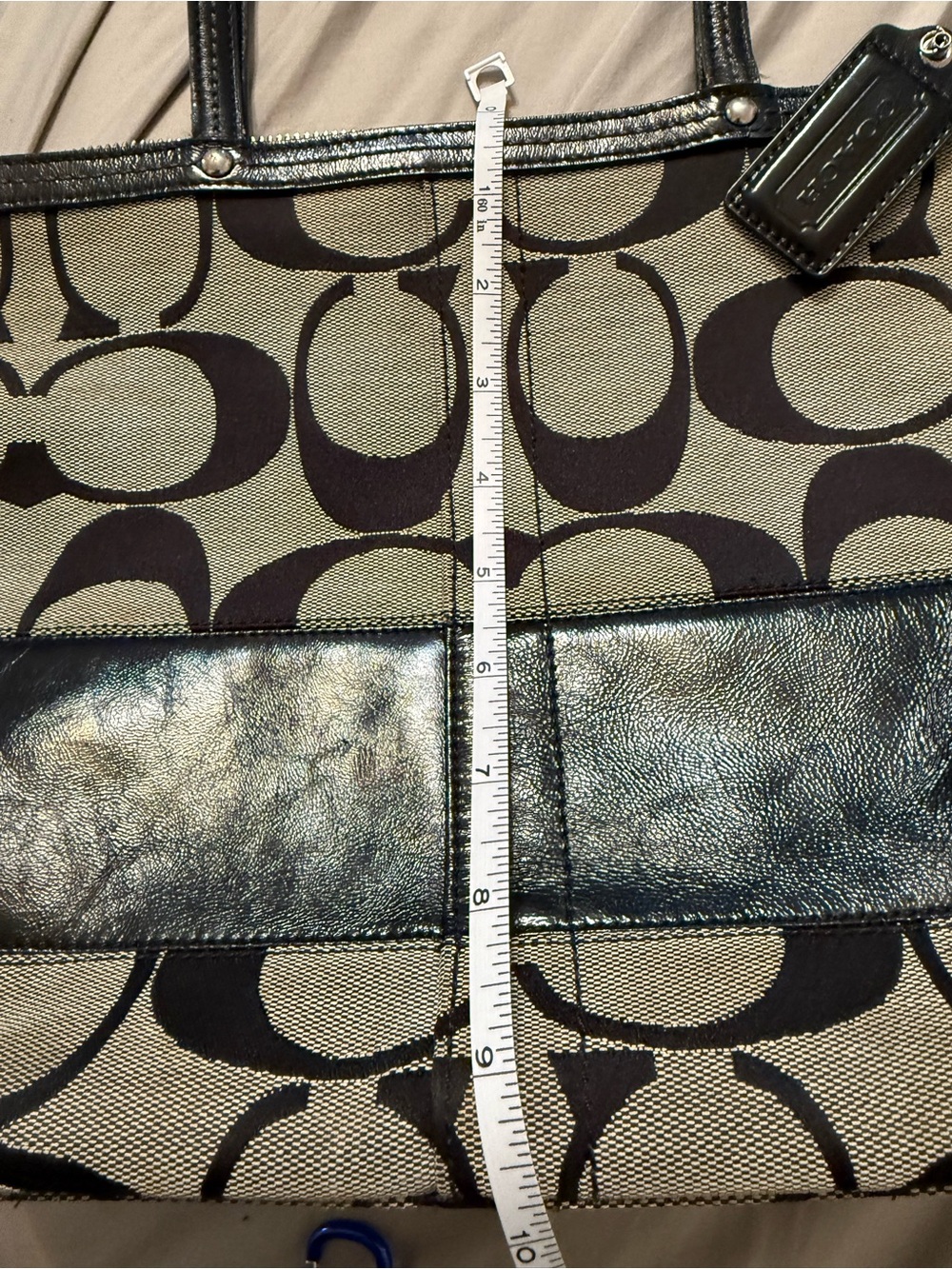Coach  Black and Gray Signature Canvas Tote - Picture 8 of 10